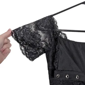 Black Lace Up Dress Off-Shoulder Grommet M Dark Romantic Whimsigoth Witchy‎ Sexy thumbnail 10
