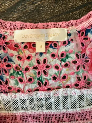 LoveShackFancy Rena Mini Dress Women Medium Red Pink Floral Lace Excellent thumbnail 8