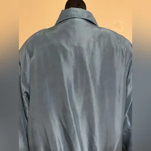 EUC FUDA International Blue 100 % silk bomber jacket size medium thumbnail 7