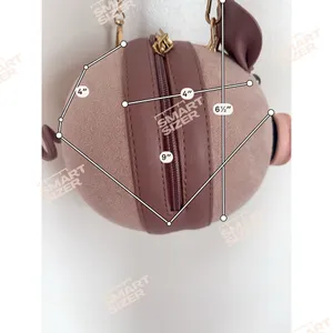 Pink Mauve PU Suede Pig Shoulder Wrist Hand Bag Cosmetic Handbag Purse thumbnail 7