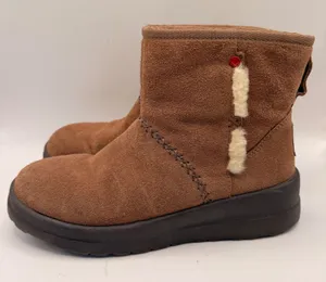 I Heart UGG Suede Ankle Boots Chestnut Brown Sheepskin Lining 1005858 Womens 7 thumbnail 1