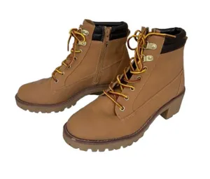 Sugar Mabry Tan combat style, block heel and side zipper Size 8 Lug sole thumbnail 1
