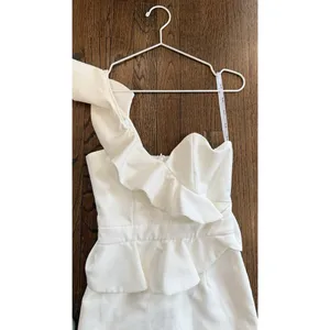 Bardot Revolve Camelia Cocktail Midi One Shoulder Dress in White Size US 4 1791 thumbnail 5