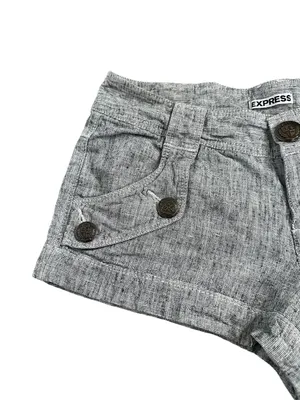 Vintage Express Low Rise Micro Mini Shorts Linen Cotton Y2K Coquette Indie thumbnail 2