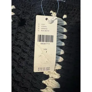 Anthropologie Black and White Crochet One Shoulder Poncho NWT Boho Grannycore thumbnail 6