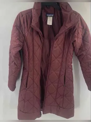Patagonia Women's Quilted Long Coat - Burgundy Size Small thumbnail 1