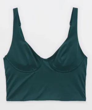 Aerie Smoothez Shine Corset Bra Top Deep Forest Green thumbnail 1