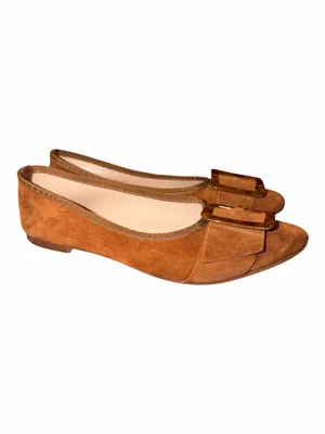 LE MATIN Brown Suede Pointed-Toe Flats with Buckle thumbnail 2