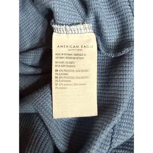 American Eagle Blue Mock Neck Turtleneck Crop Top Women XL Layer Fitted Ribbed thumbnail 3