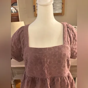 Madewell Floral Quilted Puff Sleeve Mini Dress Fig Size M thumbnail 3