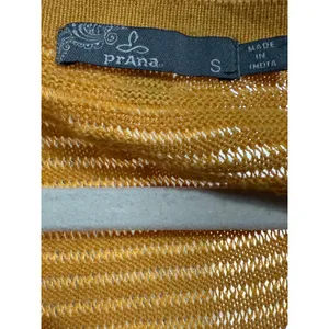 Prana Ochre Yellow Textured Knit Dolman Sleeve Sweater sz‎ S thumbnail 3