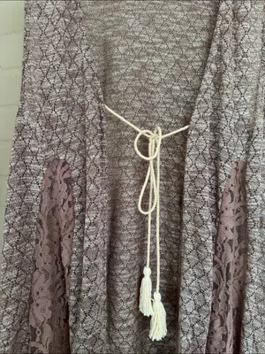 Umgee long vest Sleeveless Lace Panel in Mauve brown medium thumbnail 2