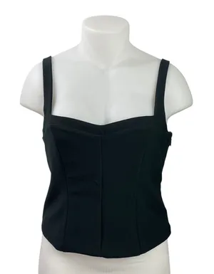 Abercrombie & Fitch Black Sleeveless Square Neck Crop Corset Crop Tank Top Sz XL thumbnail 1