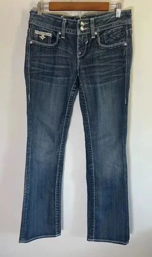 Vigoss the New York boot cut jean‎ size 3/4 L33 Bling Sequin Jeans EUC! 0057 thumbnail 1