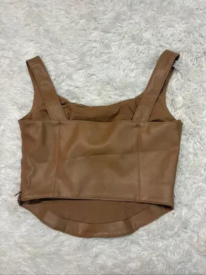 Abercrombie Brown Faux-Leather Corset Tank Top - Women thumbnail 2