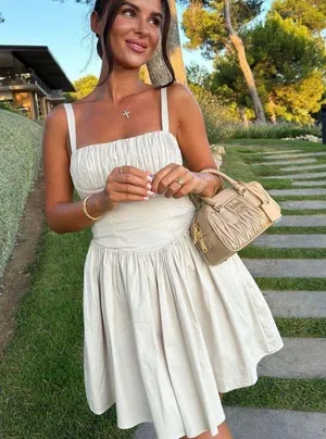 Zara Elegant Cream Mini Dress thumbnail 1