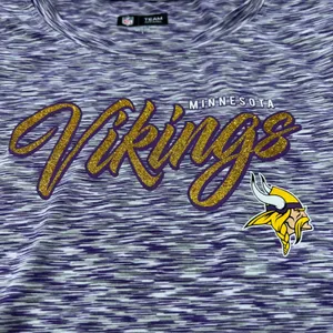 NFL Team Apparel Minnesota Vikings Womens Purple Space Dye Glitter T-Shirt S‎ thumbnail 2