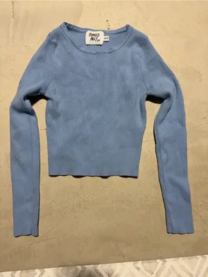 Princess Polly Light Blue Ribbed Long Sleeve Top XS/S thumbnail 1