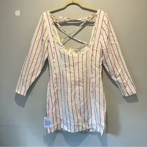 NWT ASOS DESIGN x MILLIE halter neck‎ blazer mini dress in stripe print White thumbnail 4