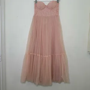 Selfie Leslie Gown Strapless Dancing With Me Sweetheart Tulle Midi Dress Pink thumbnail 3