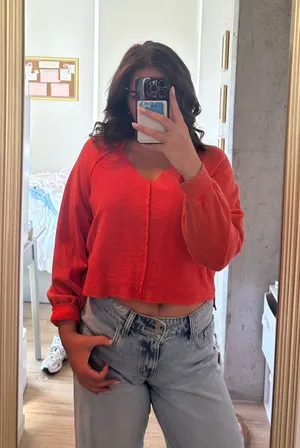 Anthropologie Bright Red/Orange Long Sleeve thumbnail 1