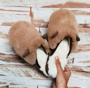 Refresh Mocha Fleece Lined Teddy Bear Slippers thumbnail 1
