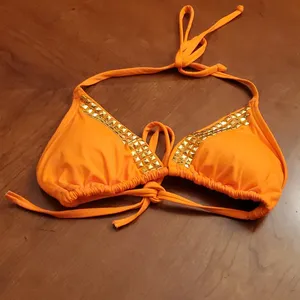 Michael Kors | Orange Padded Triangle Cinch Tie Bikini Top | gold Accessories thumbnail 2