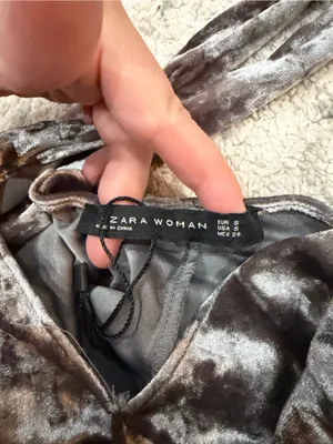 Zara Gray Silver Crushed Velvet Halter Tank Open Back S NWT thumbnail 6