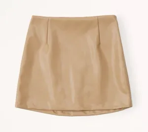 Abercrombie Fitch Women L Light Brown Skirt Short Vegan Leather Casual Cocktail thumbnail 1