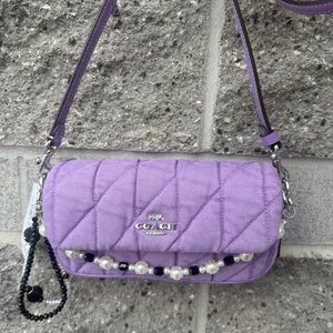 NWT COACH Hailey Flap Bag CBI88 Silver/Iris Denim Leather 2way Crossbody Bag thumbnail 6