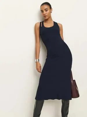 Reformation Women’s Size M Ellie Jersey Organic Cotton Black Maxi Dress thumbnail 3