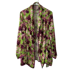 Giovanni Nicolai Floral Print Green & Purple Wrap Top(Size Medium thumbnail 3