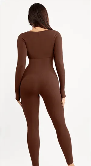 Shape-Wear Jumpsuit Square Neck Long Sleeve Butt Lift Size S - NWOT thumbnail 3