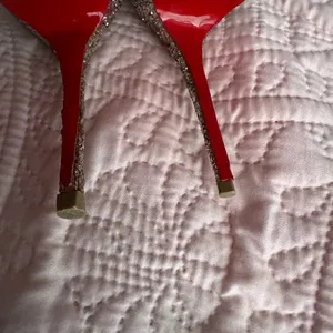 Christian Louboutin Glitter Pointed Pumps with Gold Trim thumbnail 13