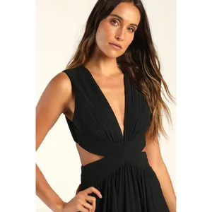 Lulus Vivid Imagination Black Cutout Maxi Dress Long Formal Chiffon Large NWT thumbnail 3