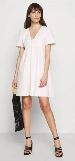 Madewell White Tie Front Poplin Mini Dress size 2‎ thumbnail 1