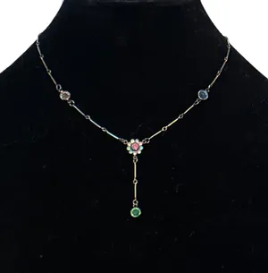 Silver Tone Rhinestone Y Necklace thumbnail 1