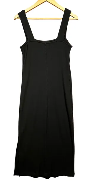 Old Navy Women’s Black Cotton Ribbed Fitted Minimalist Midi‎ Dress Large thumbnail 1