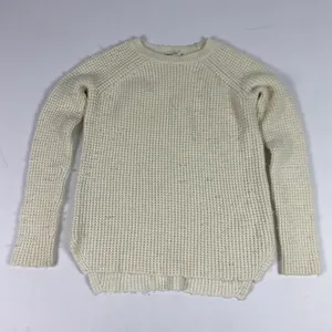 Marine Layer Sweater Womens‎ XS White Waffle Knit Cotton Nylon Wool Crewneck thumbnail 1