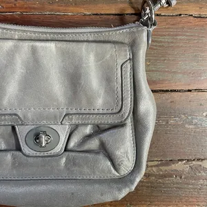 COACH Poppy Silver Metallic Gray Leather Crossbody Bag 🧡🎀 thumbnail 6