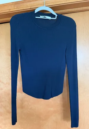 Zara rubbed long sleeve navy blue thumbnail 1