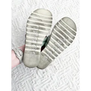 Sorel Ella II Puff Slide Sandals Sage Green Chalk Leather Comfort Coastal Chic thumbnail 9