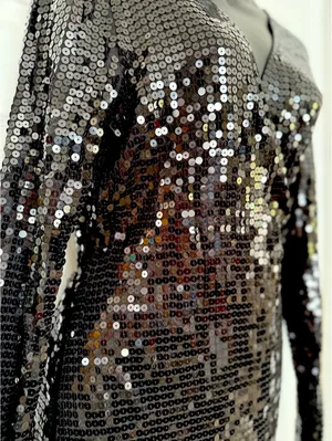 Michael Kors Black sequin long sleeve wrap dress thumbnail 4