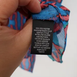 Nicole Miller M Cold Shoulder Tie Neck Blouse Top Geometric Print Blue Pink M thumbnail 4