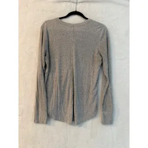 Aerie‎ Womens Gray Ribbed Long Sleeve Henley Top Size Large Heather Gray Shirt thumbnail 3