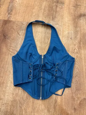 Out From Under Blue Halter Top  thumbnail 3