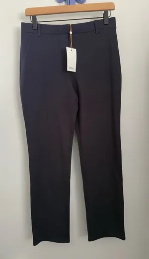 Quince Medium NEW Stretch Ponte Straight Slim Pants Navy Office Career Work thumbnail 1