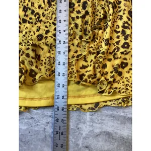 Lulus Yellow Leopard Print Mesh Ruffle Mini Skirt Small Animal Print Faux Wrap thumbnail 3