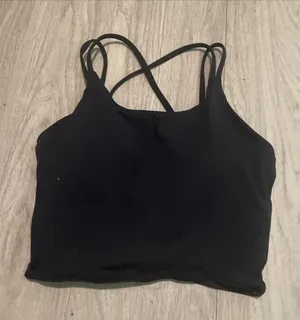 Athletic Black Strappy Crop Tank Top thumbnail 1