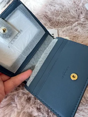 NWT Coach Snap Wallet In Loved Denim With Charm CEC35 denim/Gold/Light Indigo thumbnail 4